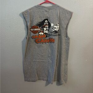 Harley-Davidson T Shirt Men Sleeveless USA Gray Grand Cayman pirate Size Small